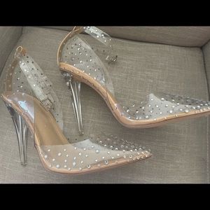 NEW Clear and rhinestone heels